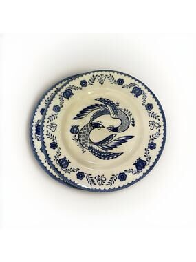 Mount Clemens Pottery Monarch LOVEBIRDS Dinner Plates Set Of Two 10” Ovenproof